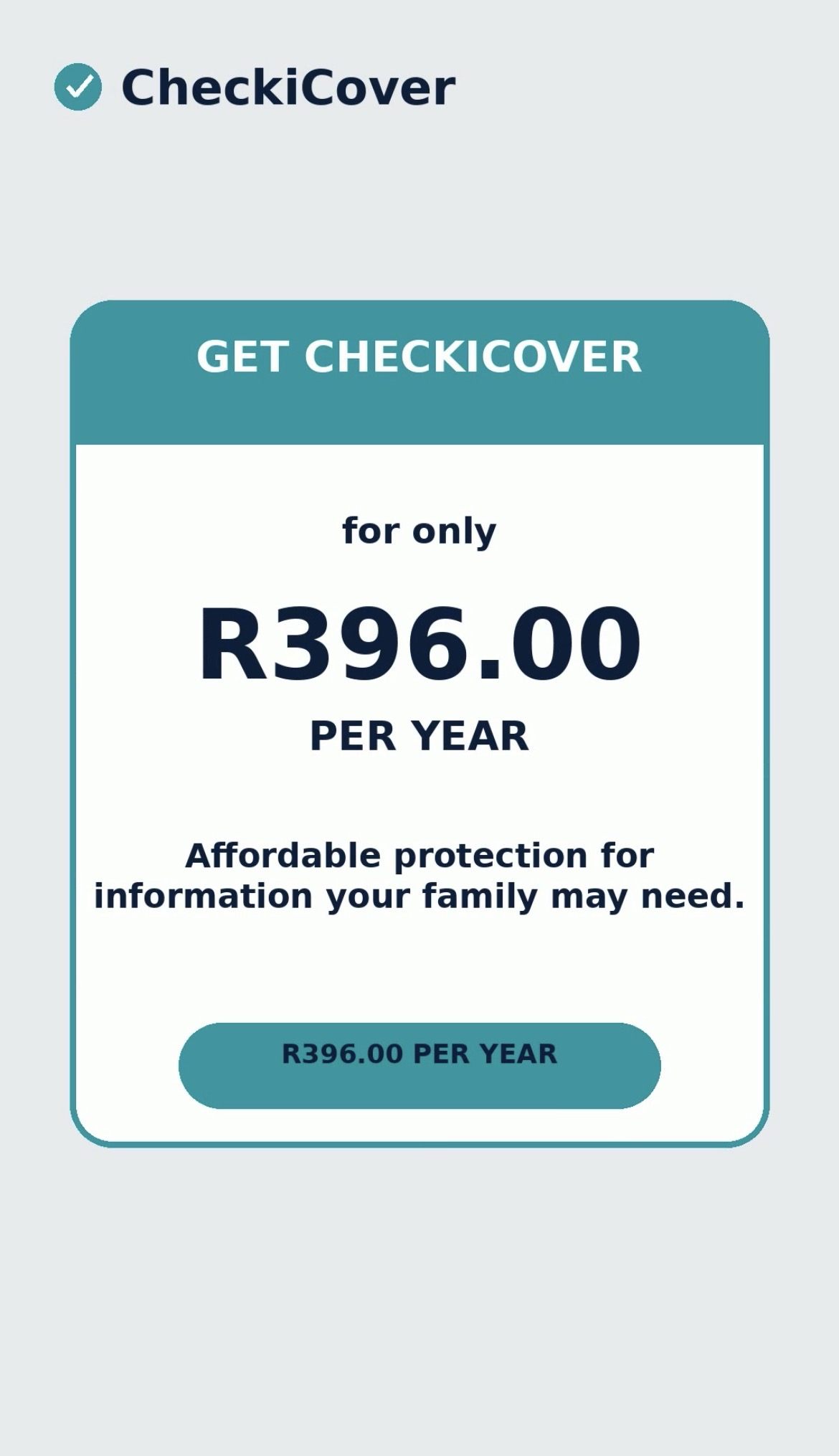 Get CheckiCover for only R396.00 per year